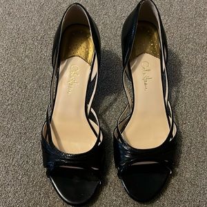Cole Haan peep toe black leather shoes